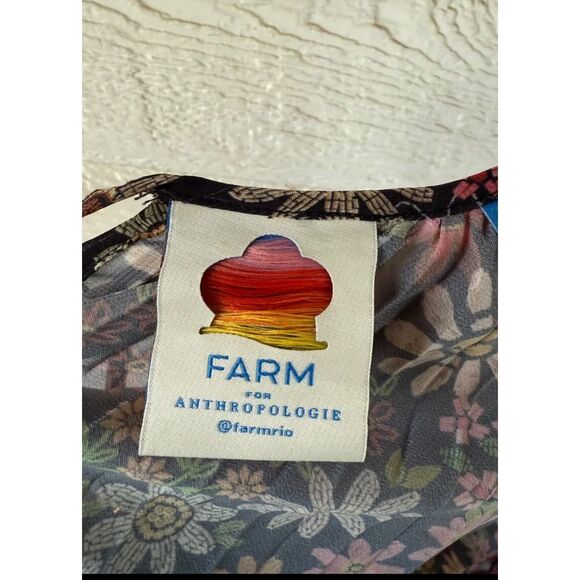 Stunning for Fall- FARM Rio for Anthropologie Floral Sheer Blouse Size: Medium C - Picture 9 of 12